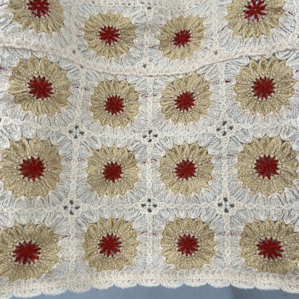 Rebellion granny square knit crochet crop top boho hippy festival cottagecore M - Picture 4 of 10